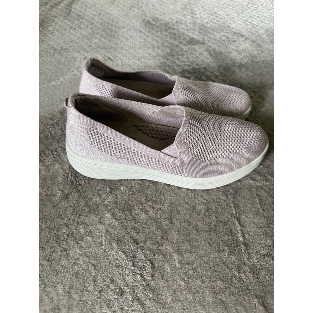 Skechers Womens Size 10 Arch Fit Mauve Pink Knit Slip On Walking Shoes Comfort